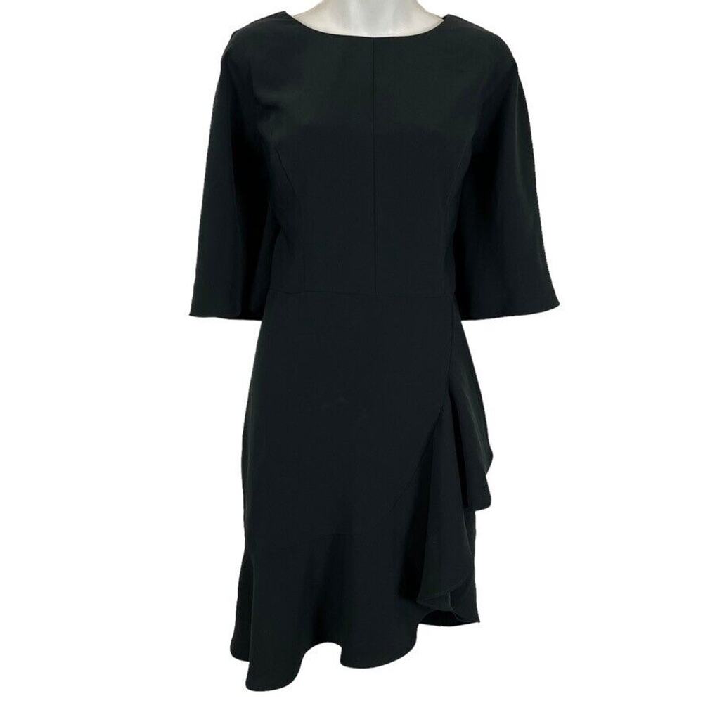 Amanda Uprichard Womens Dark Green Sheath Ruffle Half Sleeeve Above Knee Dress M